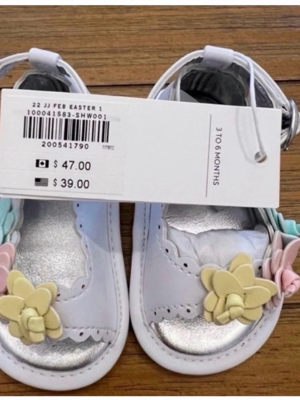 Janie and Jack White Floral T-Strap Sandals Baby Girls Size 3–6 Months NWTr